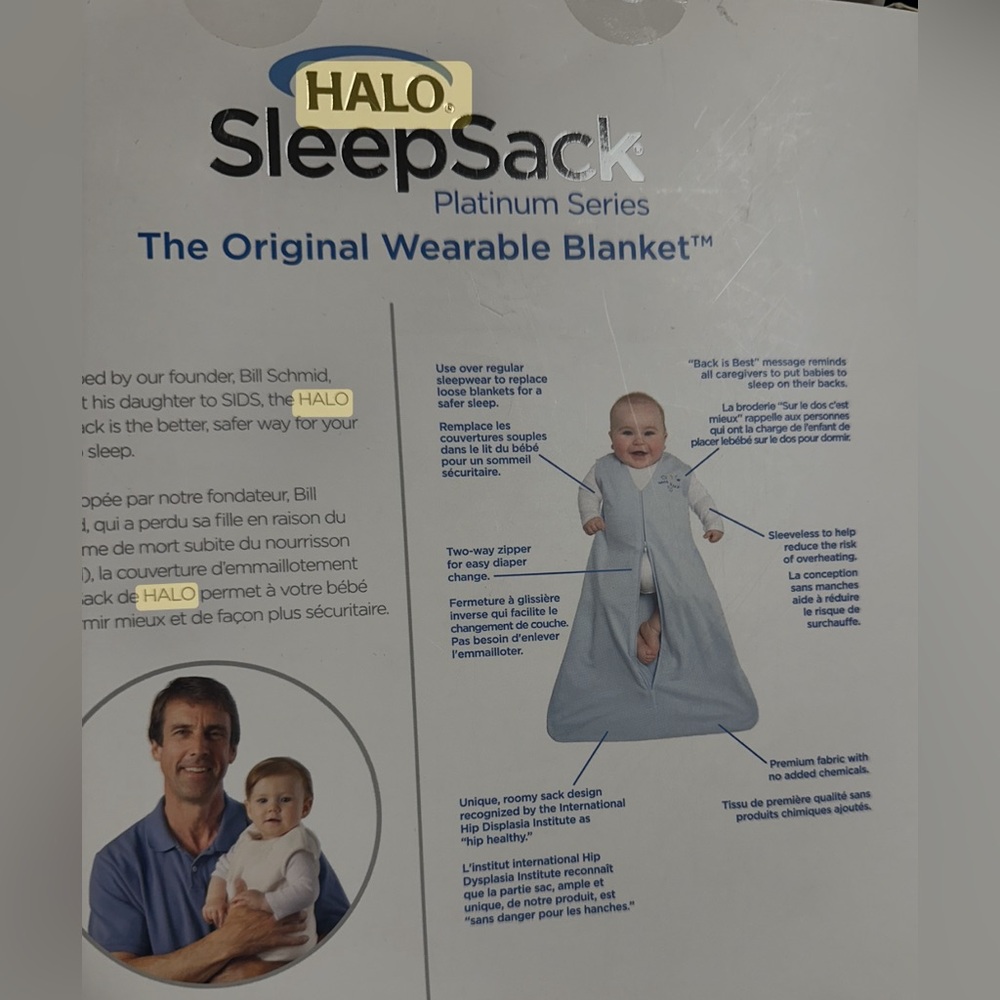 Halo Small blue TOG 1.5 Quilted Muslin HALO SleepSack Platinum Series